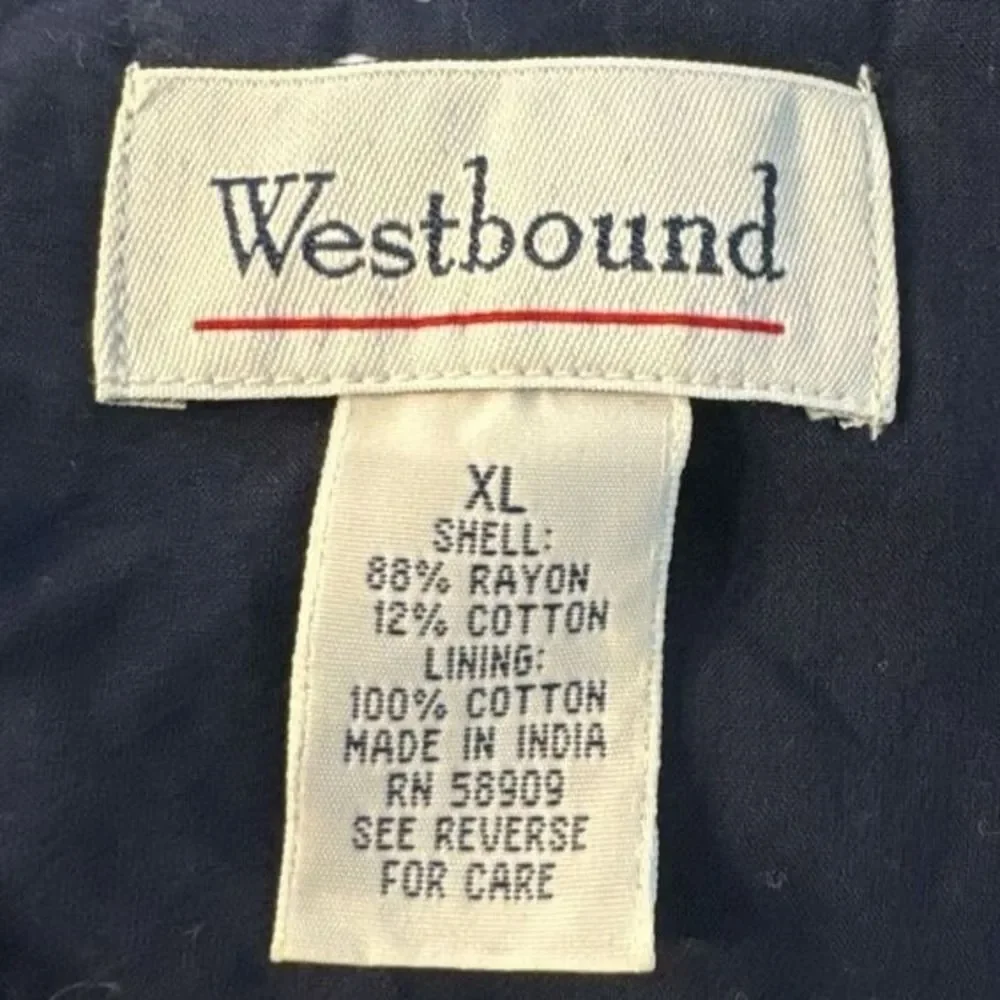 Vintage Westbound Womens Blue Cotton Tweed Striped Full Zip Vest sz XL 1980s-90s